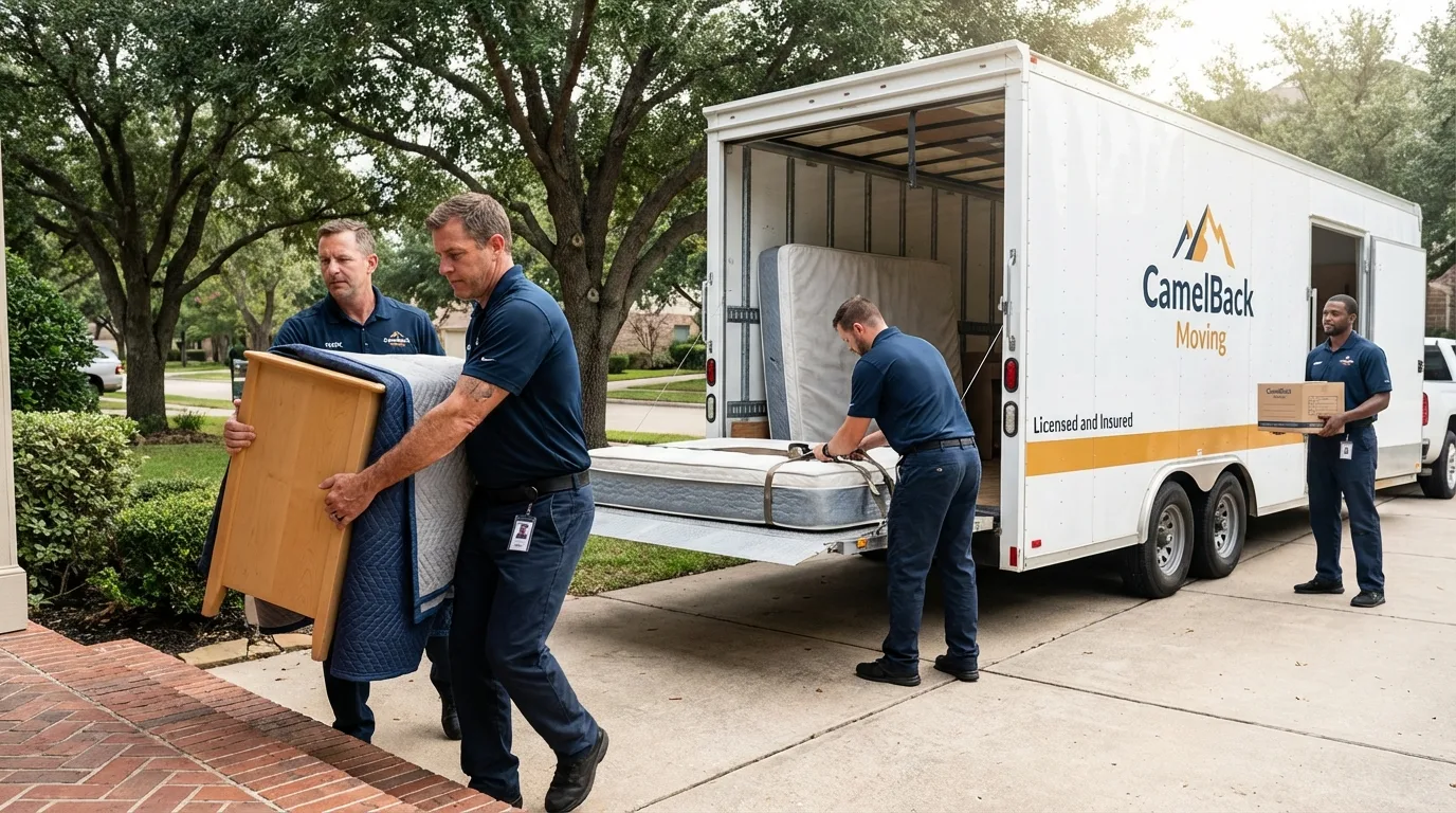 Crew loading residential truck for cross-state move from Shady Spring, WV